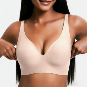 NESLEMY Wireless Push Up Bra for Women - Seamless Deep V Bralette, All-Day Comfort T-Shirt Bra for Everyday Wear
