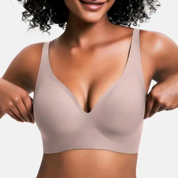 NESLEMY Wireless Womens Comfortable Wireless Bras Push Up Bralettes Seamless Tshirts Bras Deep V
