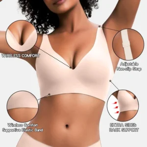 NESLEMY Wireless Womens Comfortable Wireless Bras Push Up Bralettes Seamless Tshirts Bras Deep V