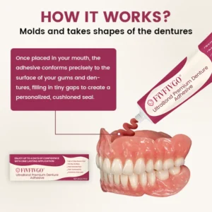 Fivfivgo® UltraBond Premium Denture Adhesive 🔥 FDA Certified (Clinically Proven 4-Day Hold for Secure, Comfortable & Zinc-Free Denture Fit 🦷)