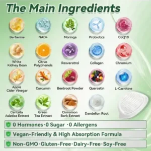 LOVILDS® MoringaBerberine NAD 10-in-1 Nano Microneedle Patch Daily, Visible Results in 7 Days For Weight, Skin, Diabetes Joint Health