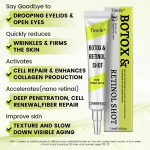 Timilk® Botox Retinol Shot Smoother-Looking Skin for Deep Lines, Sagging Jowls Puffy Eyes